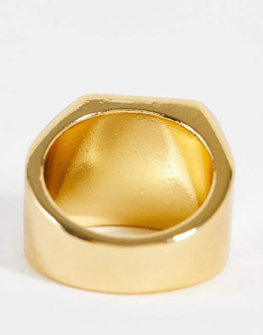 ASOS DESIGN 14k gold plated ring with engraved heart design