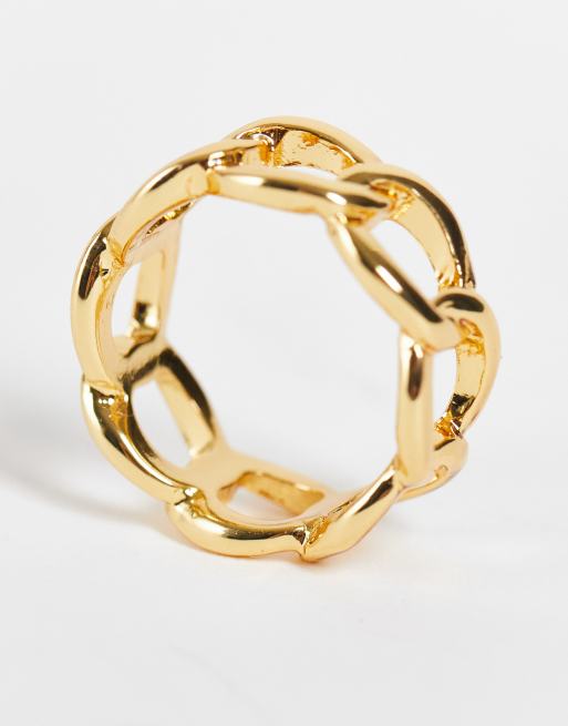 ASOS DESIGN 14k gold plated ring with engraved heart design