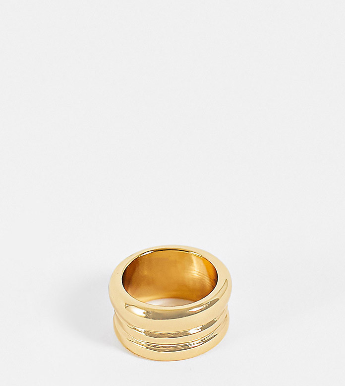 ASOS DESIGN 14k gold plated ring in triple row design