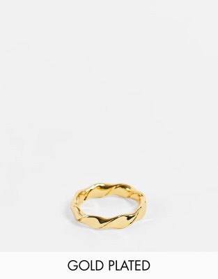 ASOS DESIGN 14k gold plated ring in twist design