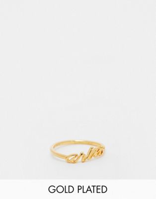 ASOS DESIGN 14k gold plated ring with Aries zodiac with gift bag - ASOS Price Checker