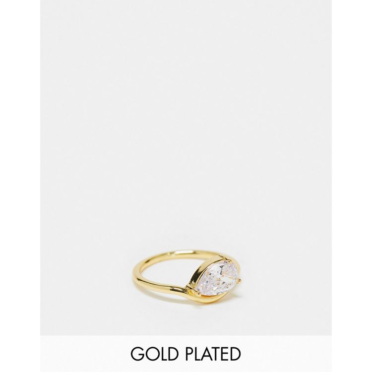 ASOS DESIGN 14k gold plated ring with engraved heart design