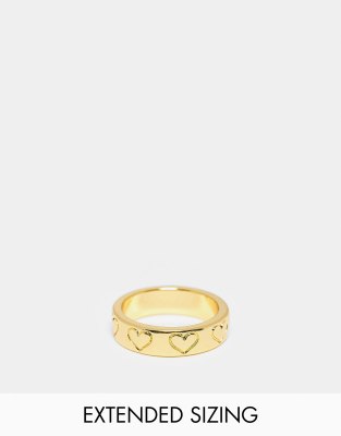 ASOS DESIGN ASOS DESIGN 14k gold plated ring with engraved heart design