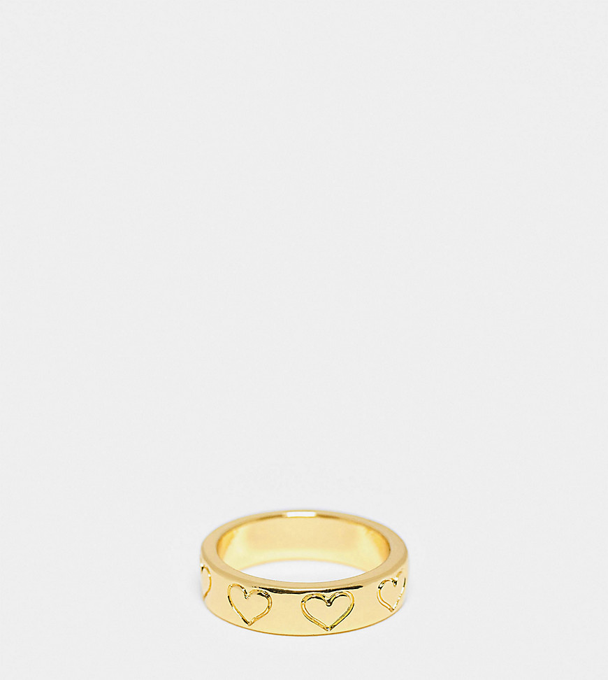 14k gold plated ring with engraved heart design
