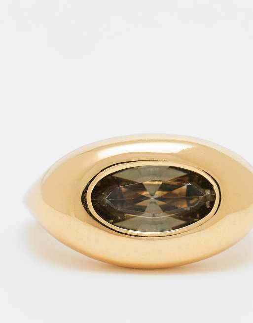 ASOS DESIGN 14k gold plated ring with faux smoky quartz, 3 of 3