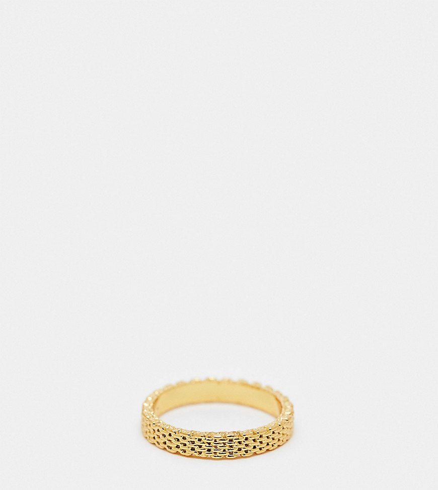 ASOS DESIGN 14k gold plated ring with fine chain link detail