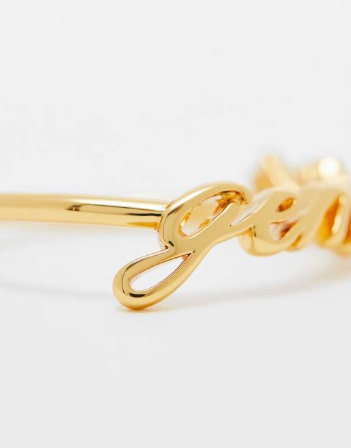 ASOS DESIGN 14k gold plated ring with Gemini zodiac with gift bag
