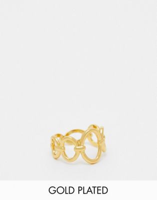 Asos Design 14k Gold Plated Ring With Graduated Circle Design In Gold Tone