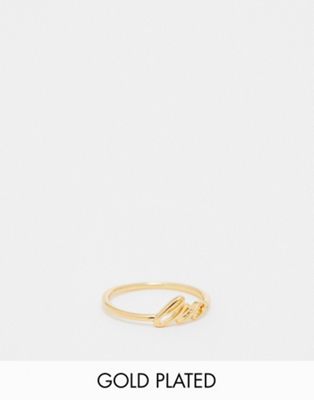 ASOS DESIGN 14k gold plated ring with Leo zodiac with gift bag - ASOS Price Checker