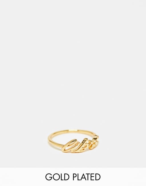 ASOS DESIGN 14k gold plated ring with Libra zodiac with gift bag