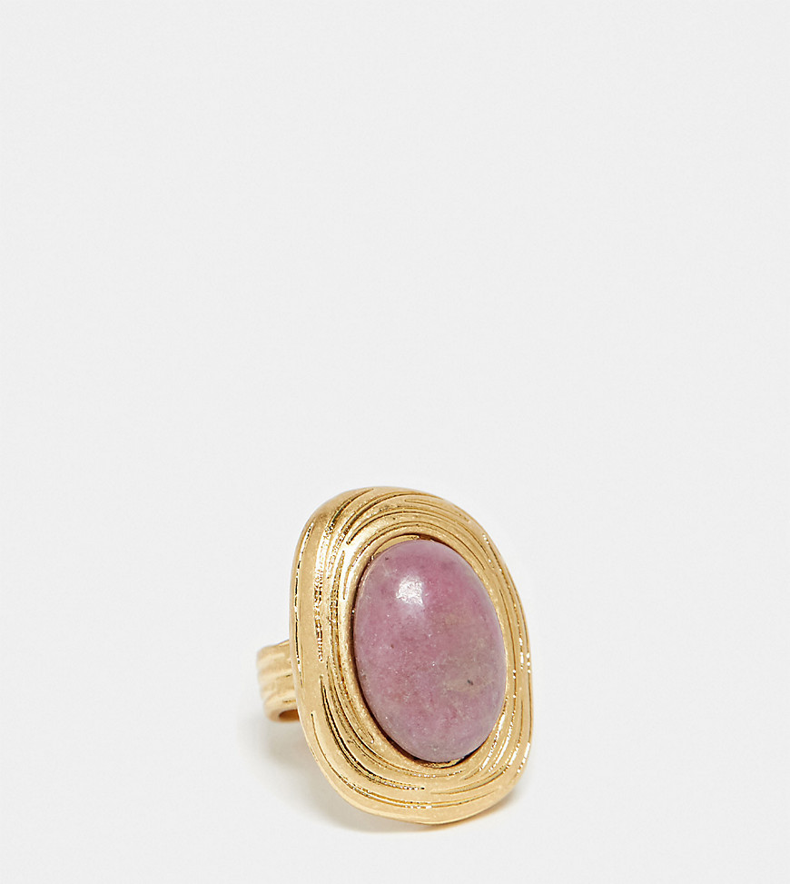 14k gold plated ring with real semi precious stone