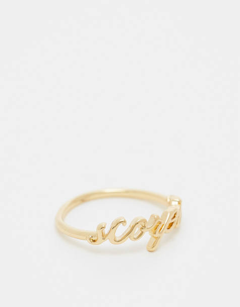ASOS DESIGN 14k gold plated ring with Scorpio zodiac with gift bag - view 1