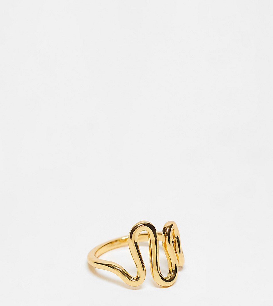 ASOS DESIGN 14k gold plated ring with squiggle design