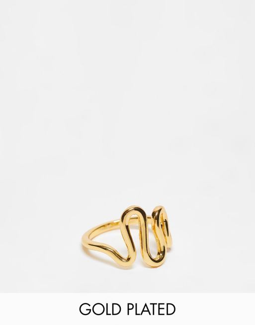  ASOS DESIGN 14k gold plated ring with squiggle design