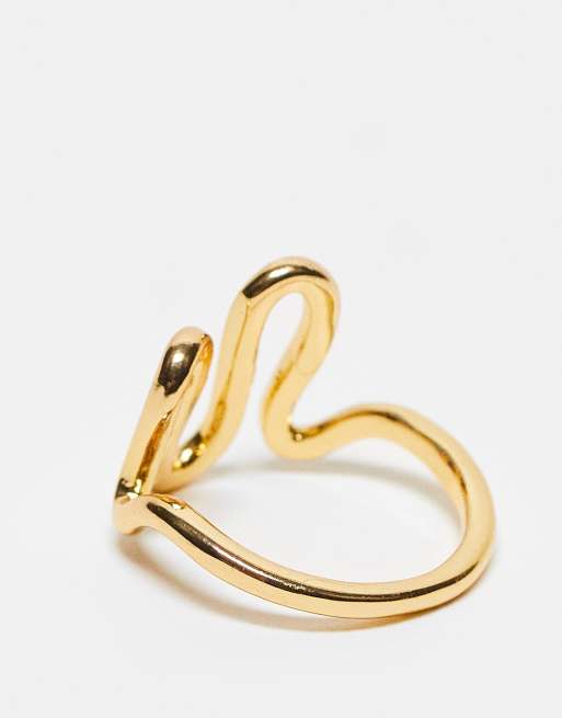 ASOS DESIGN 14k gold plated ring with engraved heart design