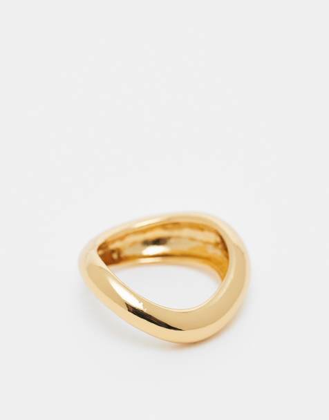 ASOS DESIGN 14k gold plated ring with wave design - view 1