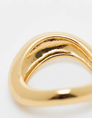 Asos Design 14k Gold Plated Ring With Wave Design