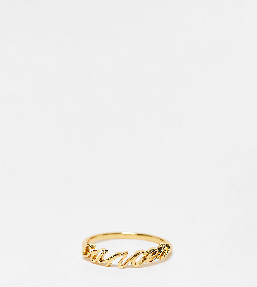 ASOS DESIGN 14k gold plated ring with zodiac cancer design