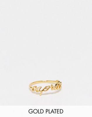 ASOS DESIGN 14k gold plated ring with zodiac capricorn design - ASOS Price Checker