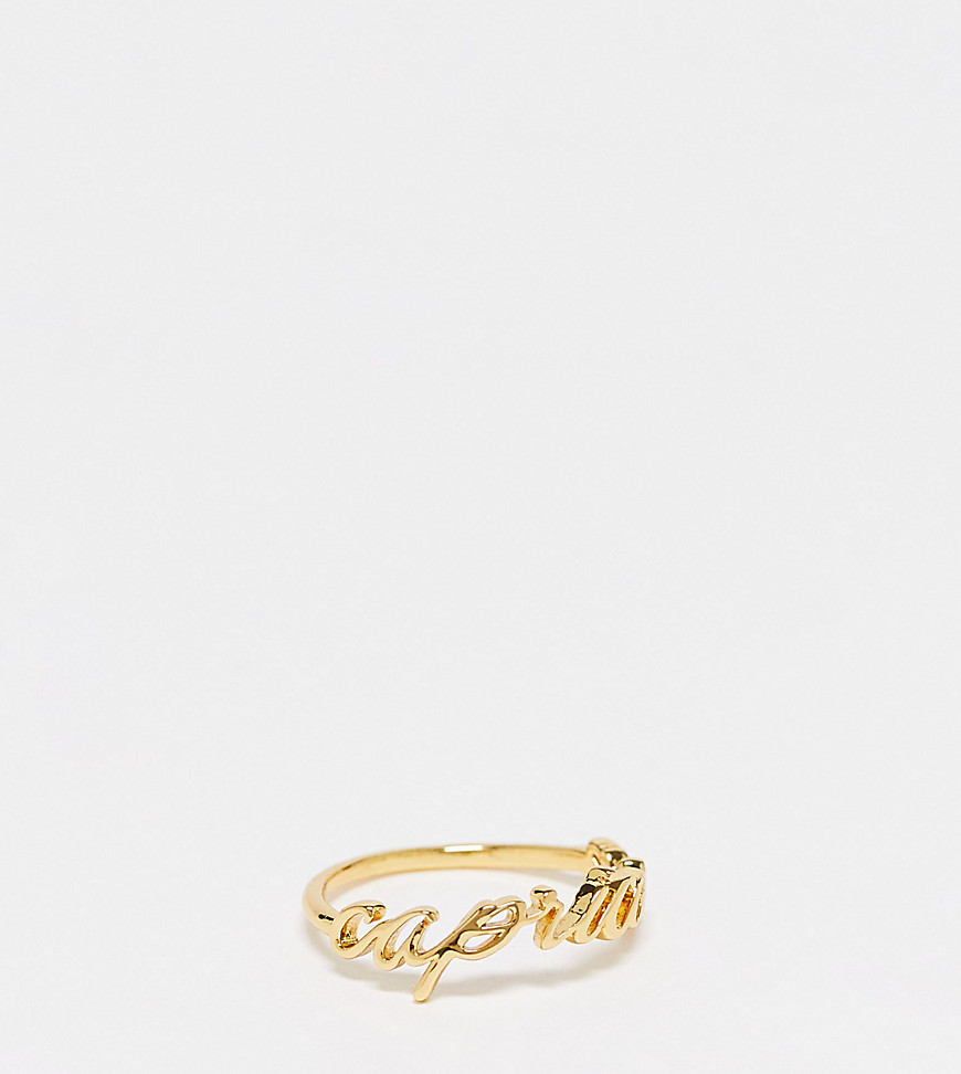 ASOS DESIGN 14k gold plated ring with zodiac capricorn design