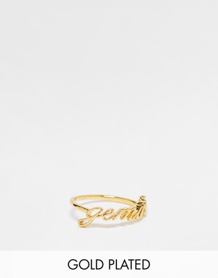 ASOS DESIGN ASOS DESIGN 14k gold plated ring with zodiac gemini design