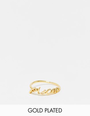 ASOS DESIGN 14k gold plated ring with zodiac pisces design