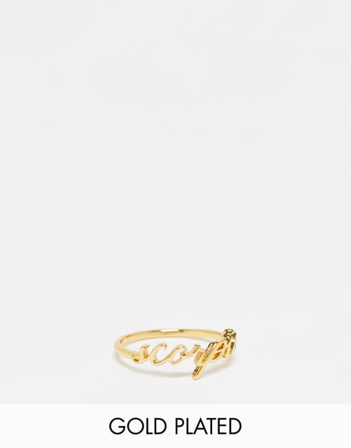 ASOS DESIGN 14k gold plated ring with zodiac scorpio design