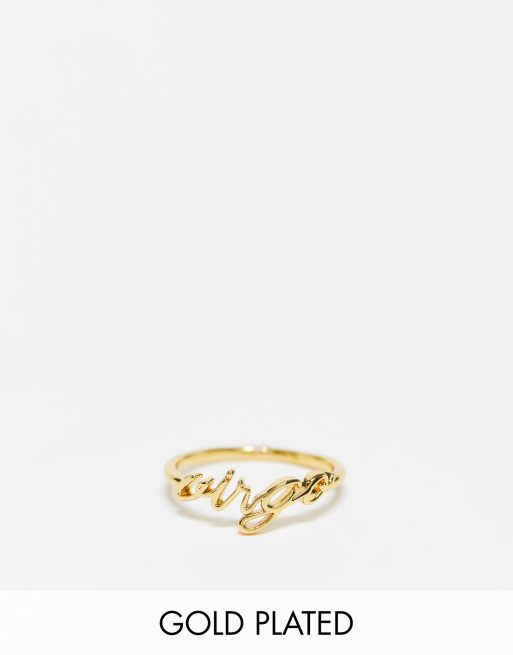 ASOS DESIGN 14k gold plated ring with zodiac virgo design