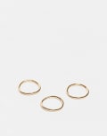 [ASOS DESIGN] ASOS DESIGN 14k gold plated stacking ring in thin tubular design-Silver XS Gold