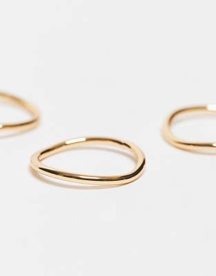 Asos Design 14k Gold Plated Stacking Ring In Gold