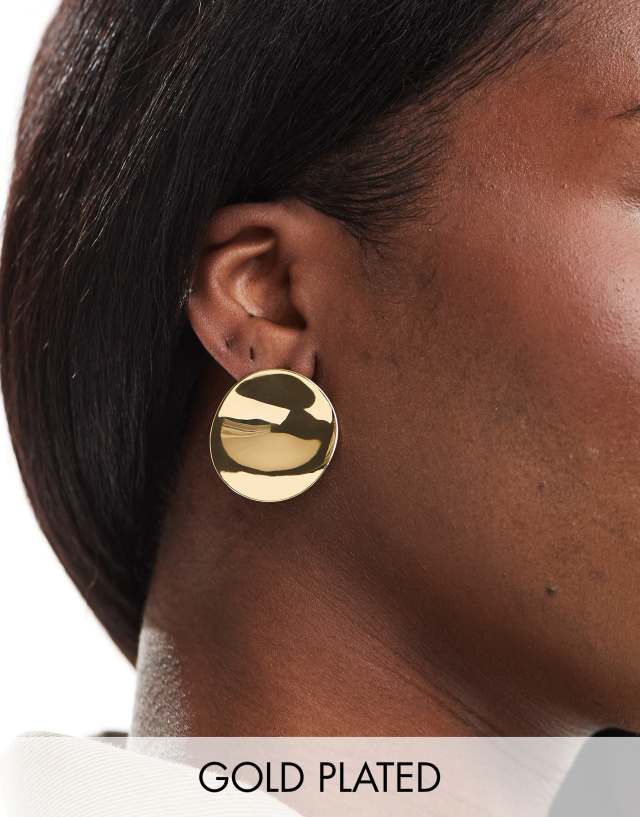 ASOS DESIGN - 14k gold plated stud earrings with abstract circle design