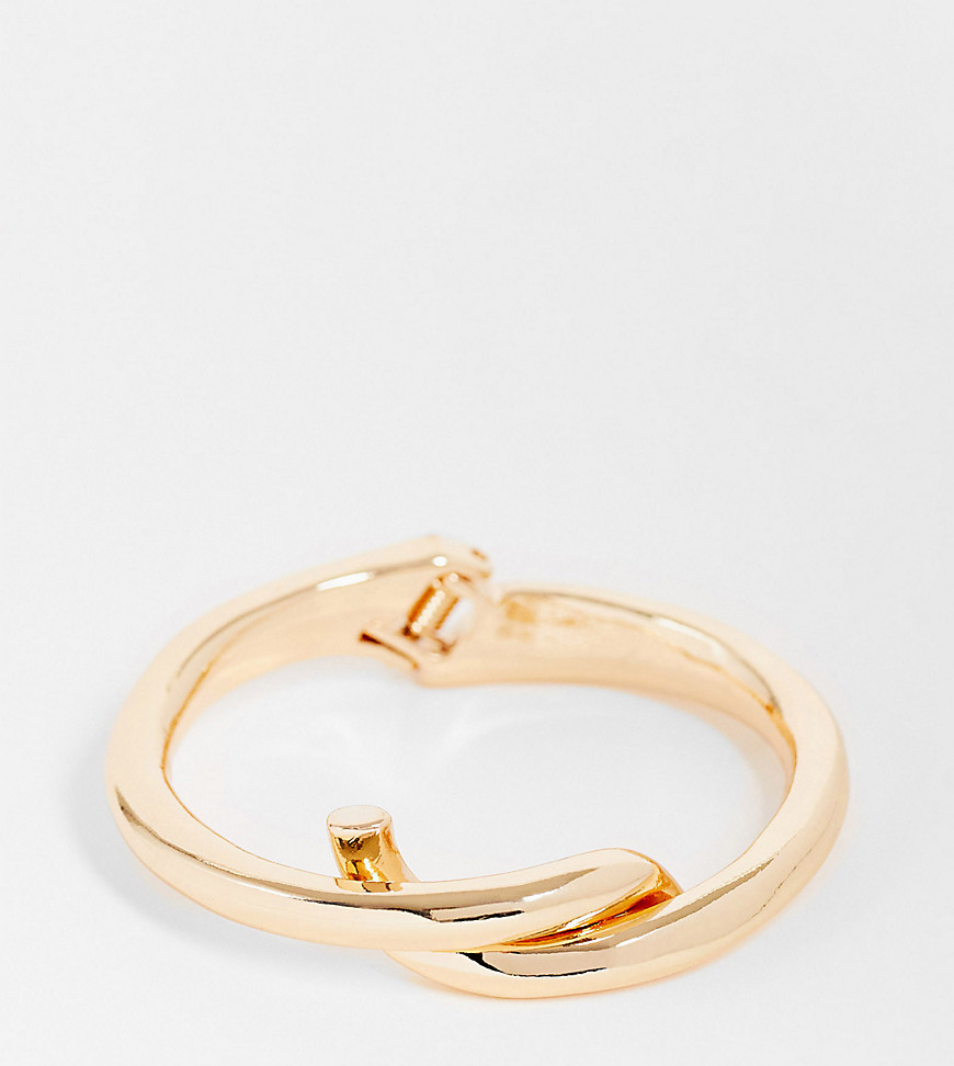 ASOS DESIGN 14k gold plated twist clasp bangle bracelet