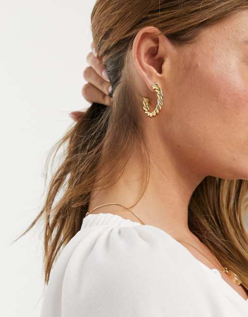 ASOS DESIGN 14k gold plated twist hoop earrings | ASOS