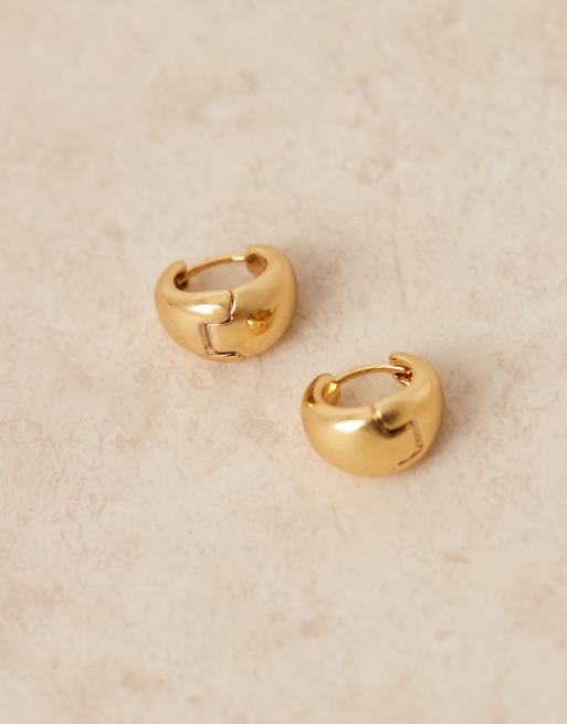 ASOS DESIGN 14k gold plated wide huggie hoops in gold tone, 2 of 3