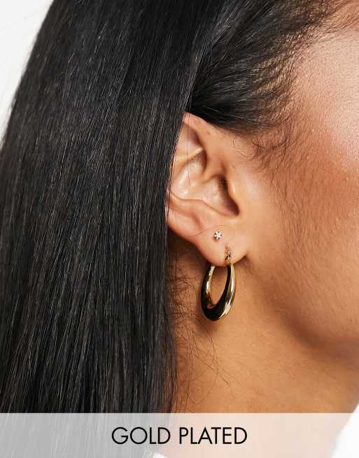 ASOS DESIGN - 14k goud vergulde gebogen oorringen