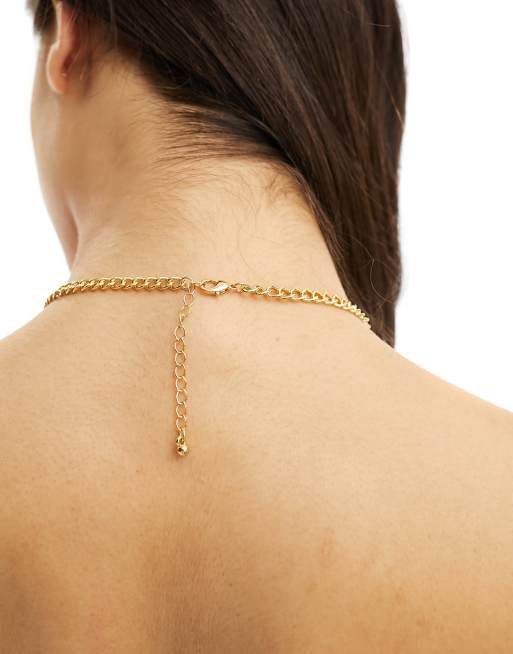 ASOS DESIGN – 14k guldfärgat halsband med pansarkedja och hamrat hjärta, 3 av 4