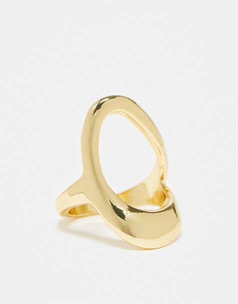 ASOS DESIGN – 14k guldpläterad ring med abstrakt design - view 1