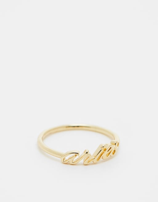 ASOS DESIGN – 14k guldpläterad ring med 