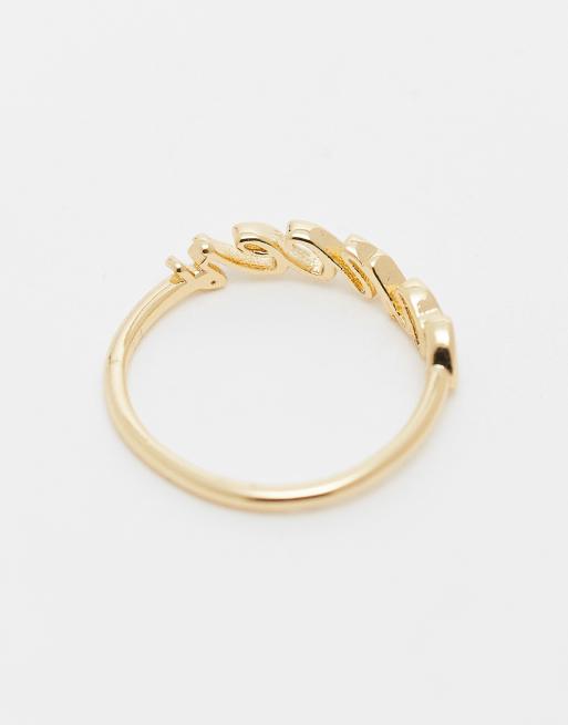 ASOS DESIGN – 14k guldpläterad ring med Cancer-horoskopstext och presentpåse, 3 av 3