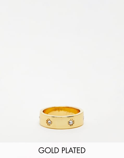 ASOS DESIGN – 14k guldpläterad ring med kristaller - view 1
