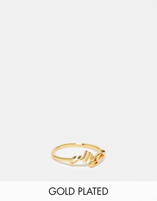 ASOS DESIGN – 14k guldpläterad ring med 