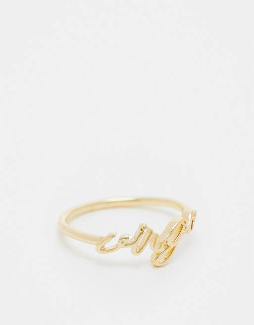 ASOS DESIGN – 14k guldpläterad ring med 