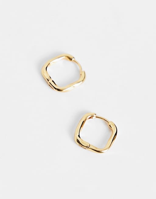 ASOS DESIGN – 14k Guldpläterade creoler med fyrkantig, smält design, 3 av 4
