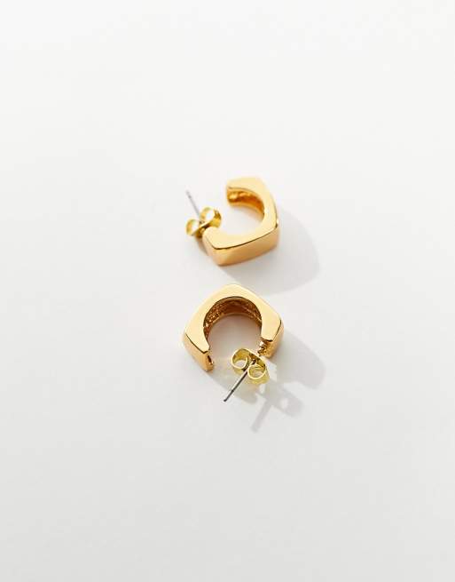 ASOS DESIGN – 14k guldpläterade creoler med kvadratisk detalj, 3 av 4