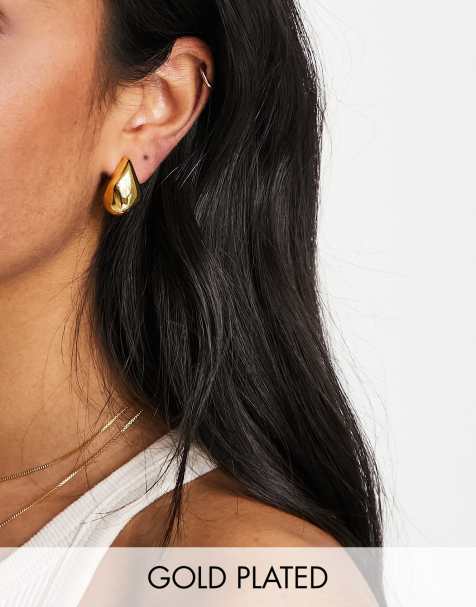 ASOS DESIGN – 14k guldpläterade stiftörhängen med smält design - view 1