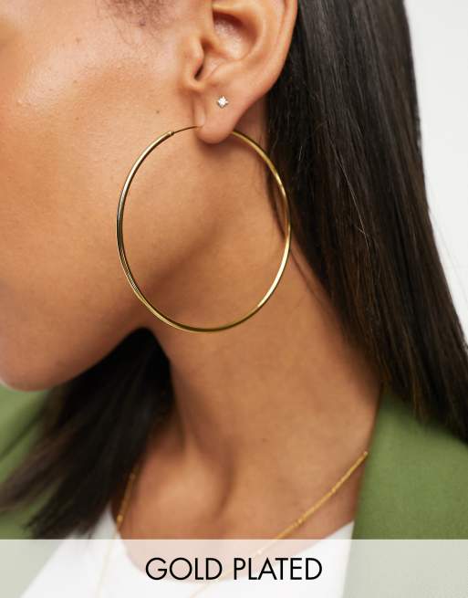 ASOS DESIGN – 14k Guldpläterade, tunna creoler, 65 mm