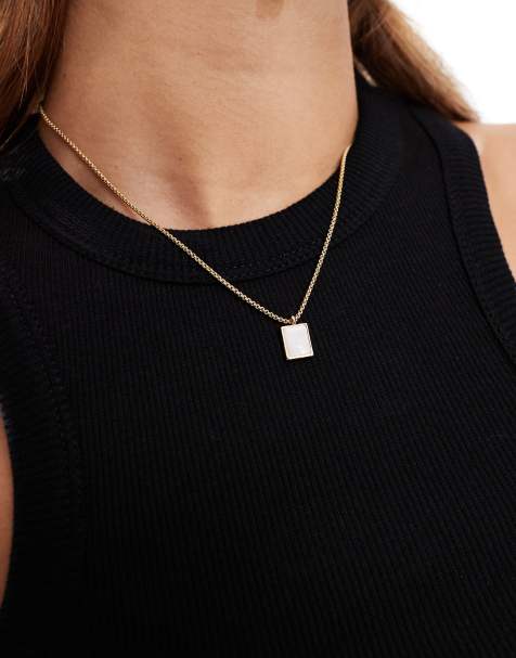ASOS DESIGN – 14k guldpläterat, justerbart halsband med fuskpärlshänge - view 1