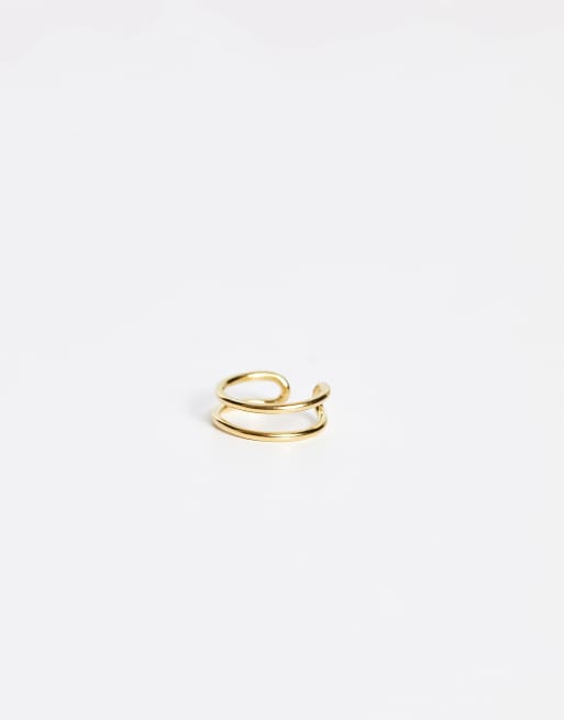 ASOS DESIGN – 14k Guldpläterat öronsmycke i dubbel design av sterlingsilver, 3 av 4