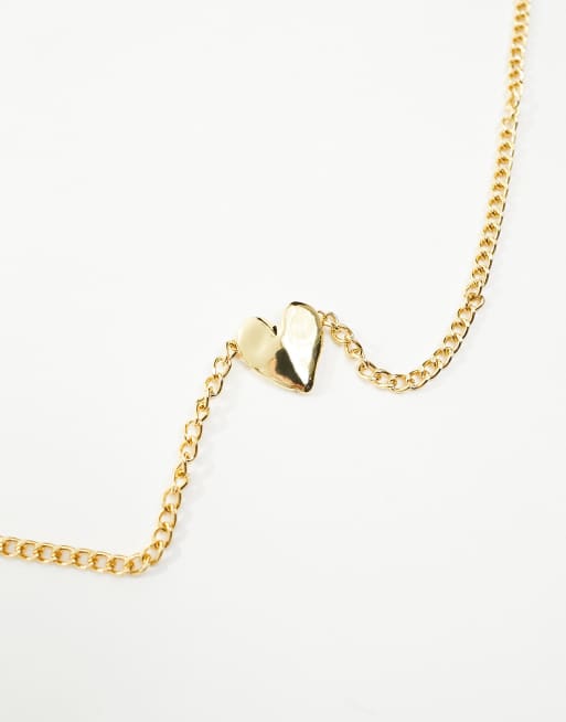 ASOS DESIGN - 14k vergulde grove schakelketting en gehamerd hartje, 2 van 4