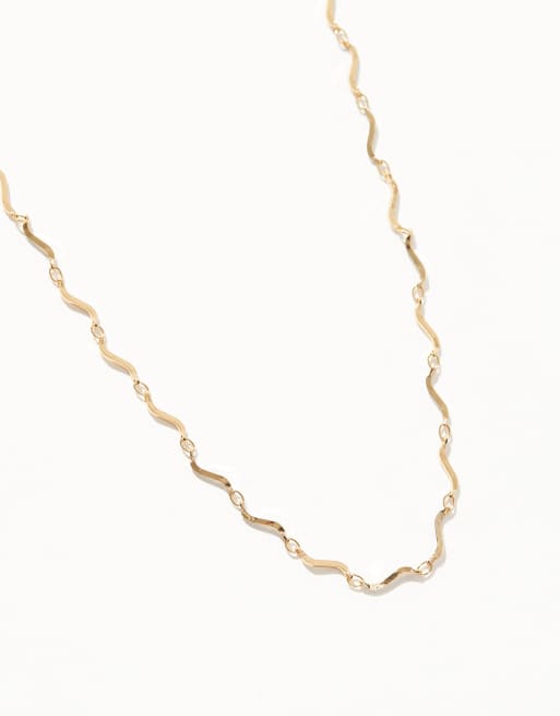 ASOS DESIGN - 14k vergulde korte ketting met golvend ontwerp in goudkleur, 3 van 4